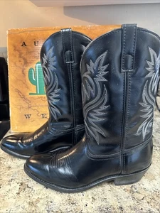 Laredo Men’s Western Cowboy Boots 4210 Black Leather Stitched MEN’S 12 D EUC - Picture 1 of 14