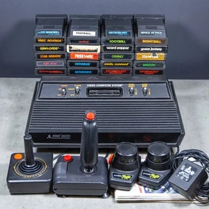 Atari 2600 Console + 24 Games & 4 Controllers "Vader" 1982 | Tested & Working - Picture 1 of 12