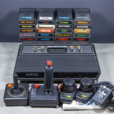 Atari 2600 Console + 24 Games & 4 Controllers "Vader" 1982 | Tested & Working - Image 1 of 4