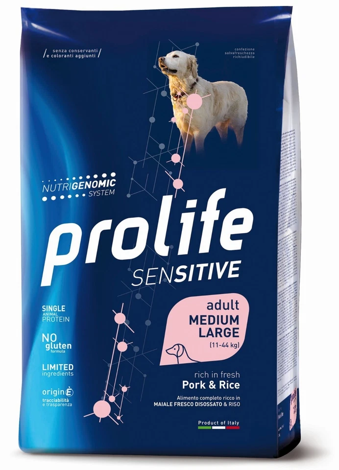 PROLIFE SENSITIVE ADULT MAIALE E RISO MEDIUM LARGE. 10KG scad. 12/2025 - Immagine 1 di 1