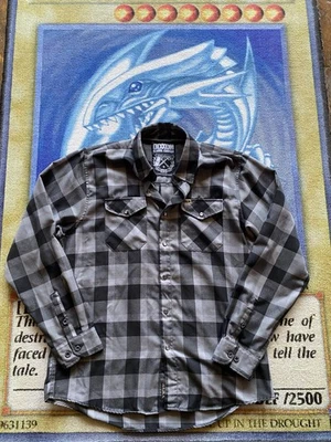 Camisa para hombre Dixxon Flannel Co. 1911 gris a cuadros manga larga botones perlados a presión Foto 1 de 4