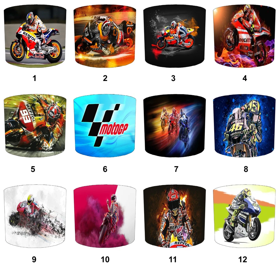 MotoGP Motocicletas Carreras Lámpara de Techo Pantalla de Mesa Pantallas de Lámparas Colgantes Foto 1 de 1