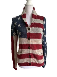 DENIM & SUPPLY Ralph Lauren Womens USA Flag Shawl Cardigan Sweater -Size S $198* - Picture 1 of 8