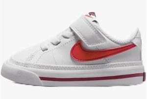 Nike Court Legacy Baby/Toddler (DA5382-122, White/Red/Bright Crimson) Size 2 - Picture 1 of 5