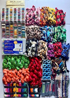Huge Large 1300+ Lot of Mixed DMC J&P Coats etc. Embroidery Floss Thread VTG - Image 1 of 4