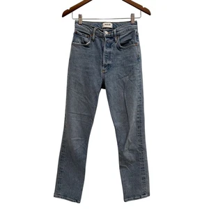 Pantalones de mezclilla ajustados rectos de tiro alto AGOLDE para mujer talla 24 Riley lavado claro - Imagen 1 de 9
