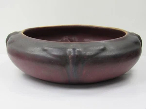 Antique 1918-1920 VAN BRIGGLE Mulberry Matte Glaze DRAGONFLY Large Bowl - Picture 1 of 20