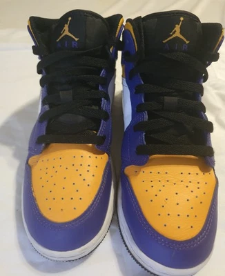 Nike Air Jordan 1 Mid "Lakers" púrpura amarillo niños 4,5 años Foto 1 de 4