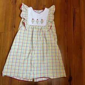 Shrimp & Grits Kids primary color ice cream apron dress SIZE 7 - Picture 1 of 5