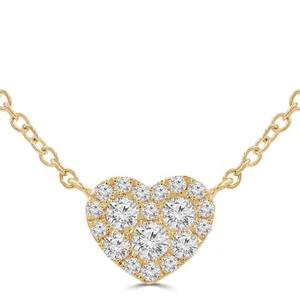 Collar con racimo de diamantes redondo VS1 F de 0,35 quilates de oro amarillo de 18 quilates - Imagen 1 de 6