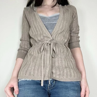 Cárdigan suéter tejido con botones marrón Babydoll Top Fairycore talla mediana Foto 1 de 4