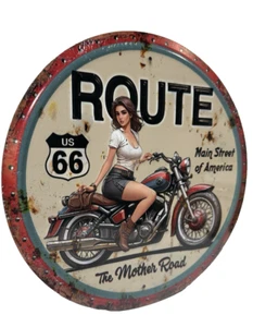 Route 66 Motherroad FULLY EMBOSSED Sign wall decor 11.75 " inch Made in USA - Picture 1 of 4