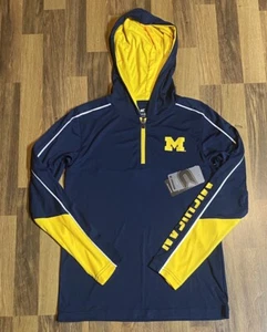 Michigan Wolverines Colosseum Long Sleeve Hooded Shirt Youth Medium 12-14 NWT! - Picture 1 of 5