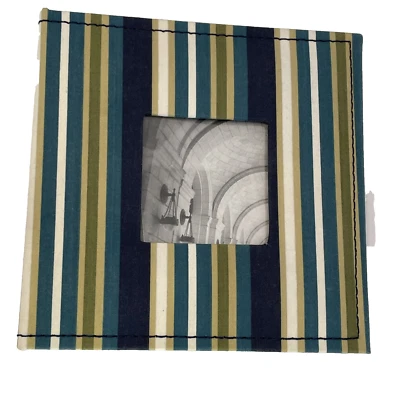 80 Pocket 4 by 6 Photo Album Cover Photo Slot Striped Fabric Cover - Image 1 of 4