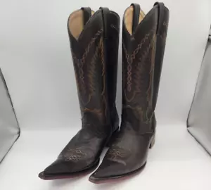 Siete Leguas Western Cowboy Boots Men's 10 Mexican Botas Brown Pointed Vintage - Picture 1 of 18