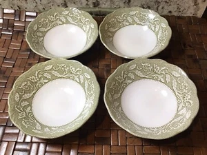 J &G Meakin England Sterling Renaissance Green Soup Cereal Bowls Set of 4 - Picture 1 of 8
