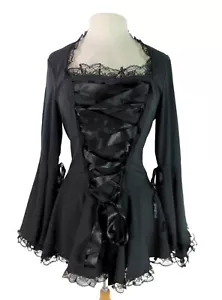Women's Gothic Corset Lace up Bell sleeve Dress Blouse, Plus size Gothic Top - Picture 1 of 16