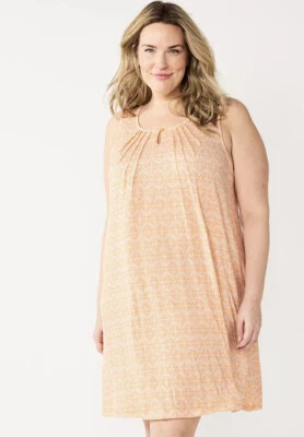 Camisón para mujer Croft & Barrow Pintuck talla GRANDE estampado geométrico melocotón nuevo Foto 1 de 4