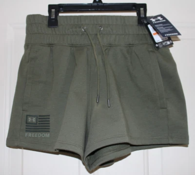 NWT Under Armour Freedom Fleece Women's Small 3" Marine OD Green Shorts  1386358 - Image 1 of 4
