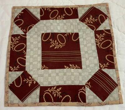 Antique Vintage Patchwork Quilt Table Topper, Squares, Rectangles, Triangles - Image 1 of 4