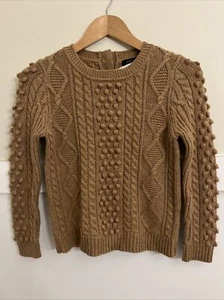 Suéter J Crew Tejido con Cable Botón Trasero Talla XXS Nuevo Con Etiquetas Bronceado Modo Abuela - Imagen 1 de 5