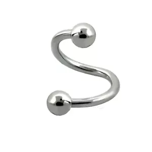 1PC. 20g,18g,16g,14g~1/4"-1/2" Steel Ball Spiral Twister Tragus Cartilage Labret - Picture 1 of 5