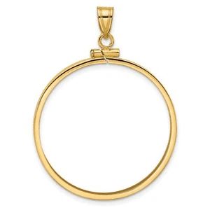 1984 1 oz Helen Hayes Arts Screw Top Reeded Border Coin Bezel in 14k Gold - Picture 1 of 7