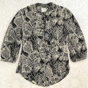HD in PARIS anthropologie Woodland Ruffled Picea Top 8 Owl Bird Forest Blouse - Picture 1 of 12