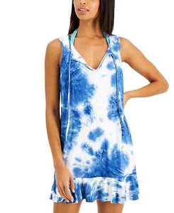 J. Valdi Tie-Dye Ruffled-Hem Cover-Up Dress Women's Swimsuit, Size M - Picture 1 of 3