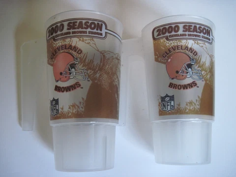 Lot of 2 Cleveland Browns Stadium 2000 Football Season Schedule Cup Beer Mug SGA Cover