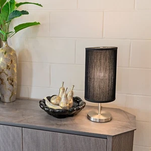 Black Fabric String Shade Table Lamp Bedside Lamp Reading Lamp - Picture 1 of 5