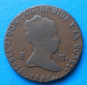 Spain Espana 8 Maravedis 1844 Segovia Km - Picture 1 of 2