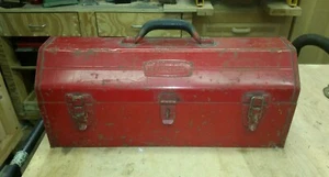 VINTAGE ANTIKER ROTER HANDWERKER WERKZEUGKASTEN - Bild 1 von 7