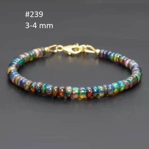 Natural Ethiopian Welo Fire Black Opal Beads 1 Bracelet Genuine Opal 3-4mm C239 - Picture 1 of 3