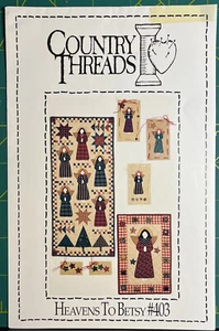 403 Country Threads Sewing Pattern UNCUT Mini wall hanging quilt Folk Art Angels - Picture 1 of 3