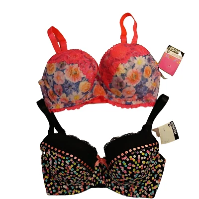 Kayser Size 10D 2 x Colourful Floral Shaped Cup Balconette Underwired Bras NWT - image 1 of 4
