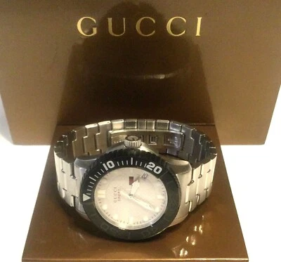 GUCCI WATCH Men's 45mm Swiss Diver White Dial Black Dive Bezel All Stainless - Image 1 of 4