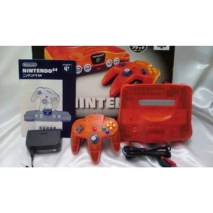 Nintendo 64 N64 Clear Orange & Black Console Controller Cable Box Daiei Hawks  - Picture 1 of 12