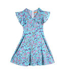 #F Women Chiffon Vintage Summer Ruffle Sleeve Floral Print V-Neck Beach Dress-20