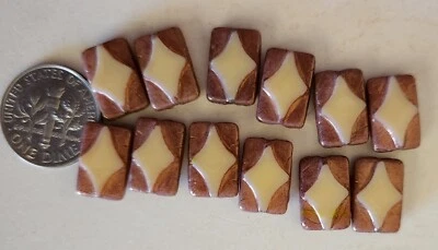 Twelve Rectangle shape 12x8mm new Czech glass beads  - Image 1 of 4