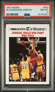 1991-92 NBA HOOPS Michael Jordan Magic Johnson #542 PSA 8 HOF - Bild 1 von 2