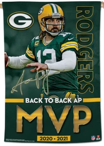 AARON RODGERS Green Bay Packers Back-To-Back NFL MVP 28x40 WALL BANNER - Picture 1 of 1