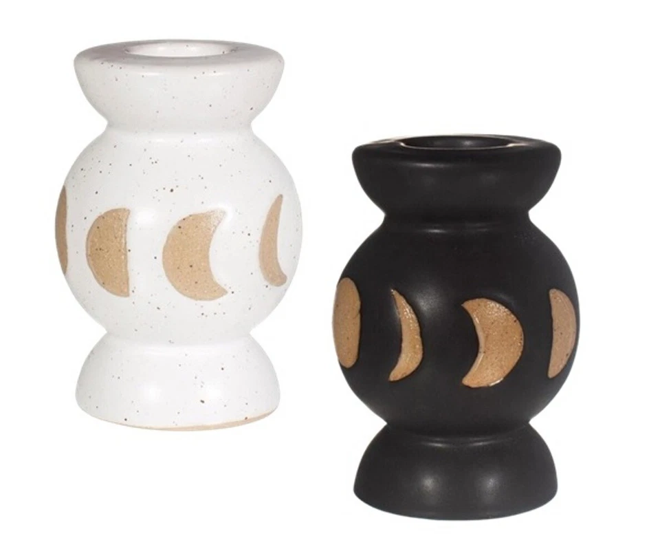 Sass & Belle Candle Stick Holder Rustic Candlestick Moon Phases Holder Wedding - Image 1 of 4