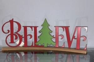Wooden And Metal Christmas Table Decoration Free-standing Decorative 24.5 X8.5 - Picture 1 of 5
