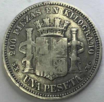 1869 SNM SPAIN 1 PESETA - Image 1 of 2