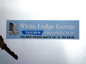 PEGATINA Triumph White Lodge Garaje Distribuidor Coche Ventana Ciervo Spitfire TR2 3 4 5 6 7 - Imagen 1 de 1