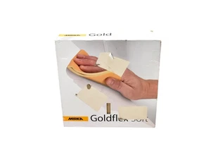 Almohadillas de lijado suaves Mirka Goldflex 4,5 x 5 pulgadas grano P240 caja abierta 200 quilates con respaldo de espuma - Imagen 1 de 8