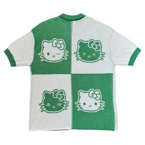 Hello Kitty Forever 21 Button Down Polo Shirt Men’s Small Green Knit Sanrio - Picture 1 of 8