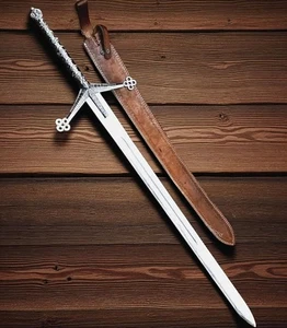 Espada Claymore escocesa hecha a mano batalla medieval Highland acero al carbono con funda - Imagen 1 de 3