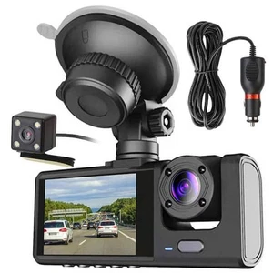 3-Channel Car DVR Dash Cam Video Recorder with Front Inside Rear Camera - Picture 1 of 10